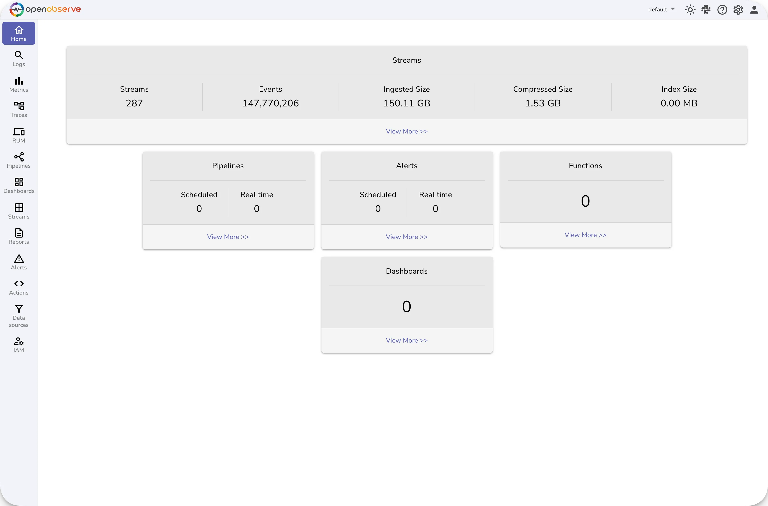 Open Observe dashboard